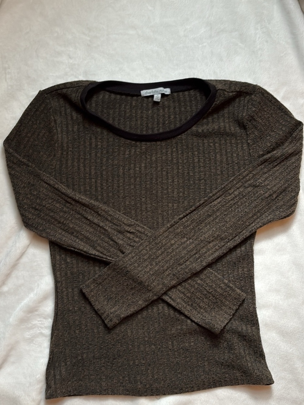 Charlotte Russe Ribbed Long-Sleeve Top Size Small Green